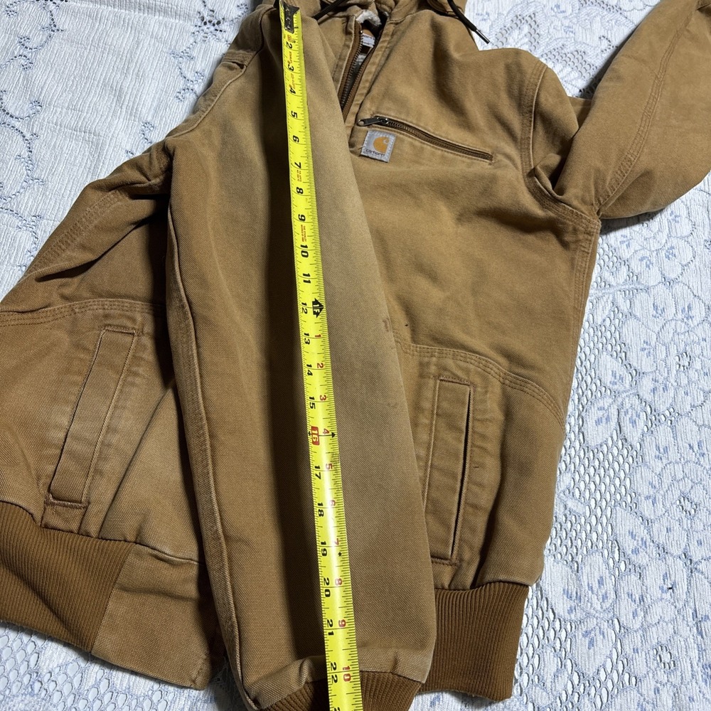 Carhartt Weathered Wildwood Jacket Tan Women's Size Medium Sherpa Lined Hooded - Picture 8 of 16
